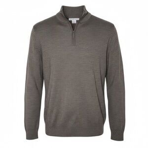 Geoffrey Beene Men’s Brown Quarter Zip Knit Pullover – Large